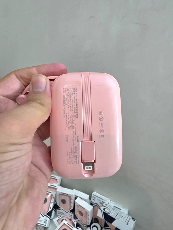 10,000mAh Mini Fast Charging Power Bank – Built-in Lightning & Type-C Cables | Pocket Size
