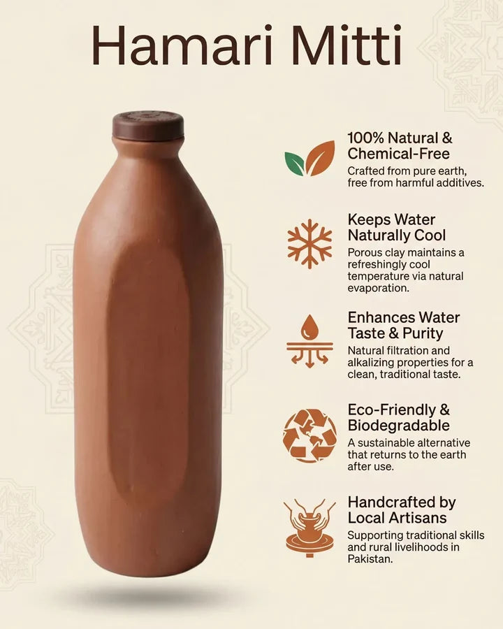 Handcrafted Clay Water Bottle